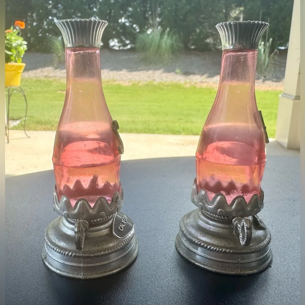 Vintage California Salt & Pepper Shakers Plastic Oil Lamp Lantern Base